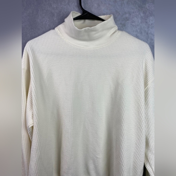 Club‎ Monaco mock /turtle/ neck Cotton Women's pullover Waffle Sweater Size L - Picture 3 of 8